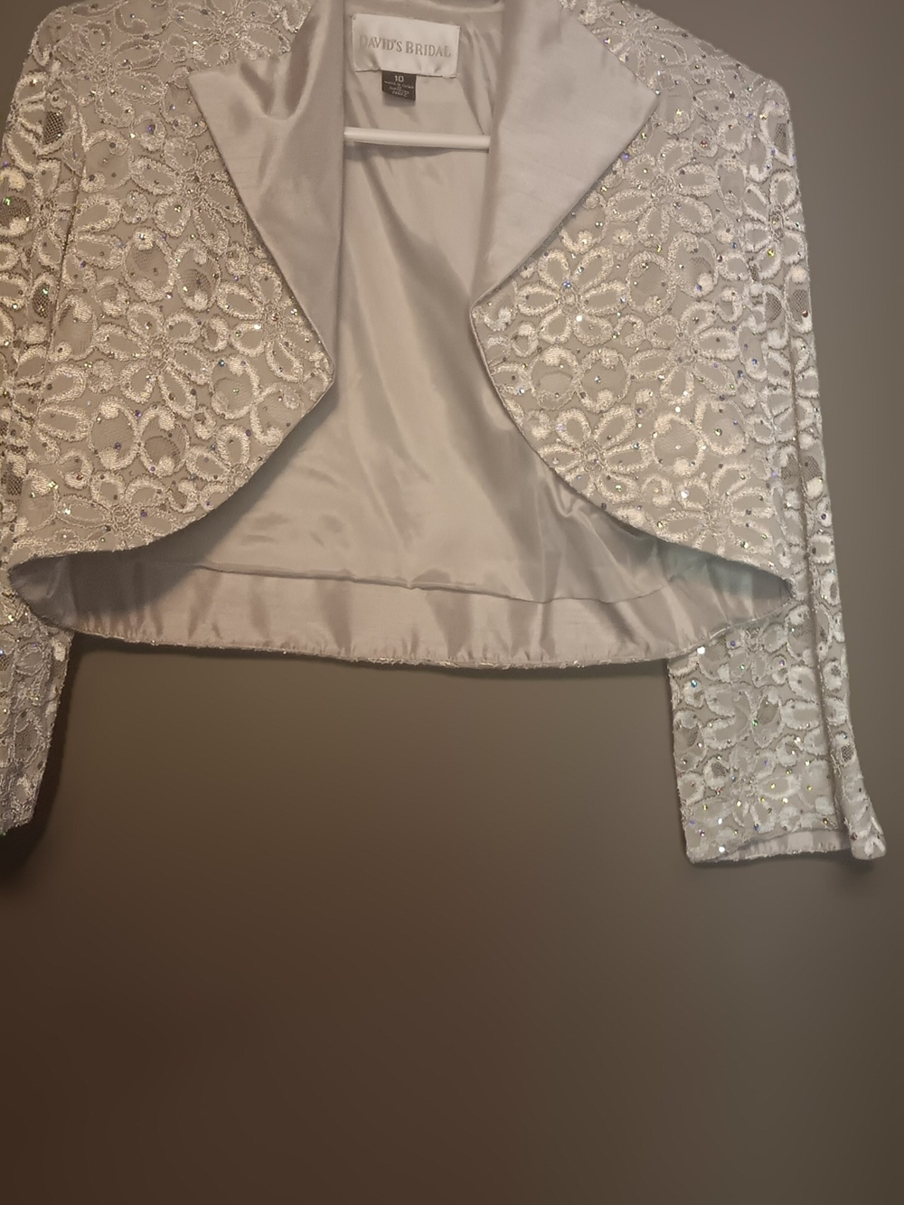 David’s Bridal Lace & Shantung Jacket Dress Mother of the Bride Formal Champagne - Picture 6 of 7